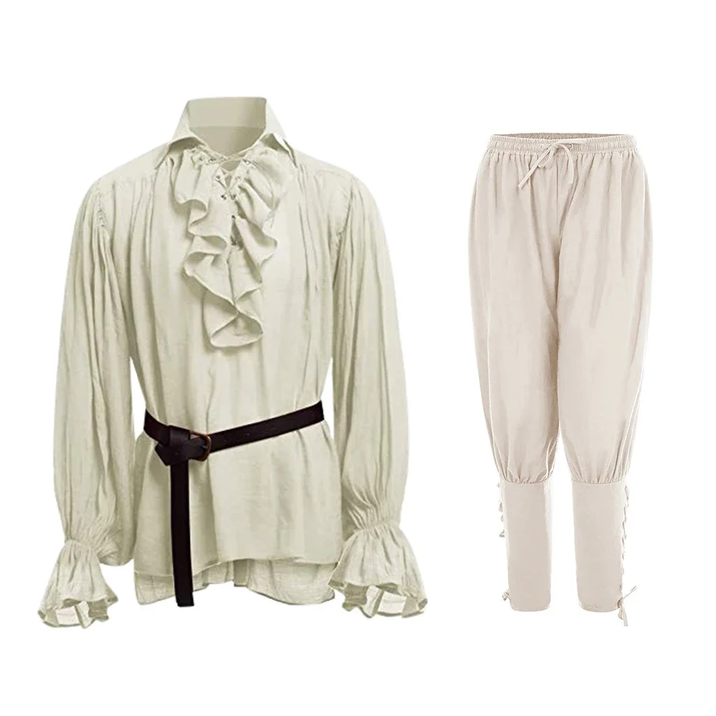 Medieval Gothic Lace Up Pirate Shirt - Chemises Médiévales à Volants Gothiques Steampunk