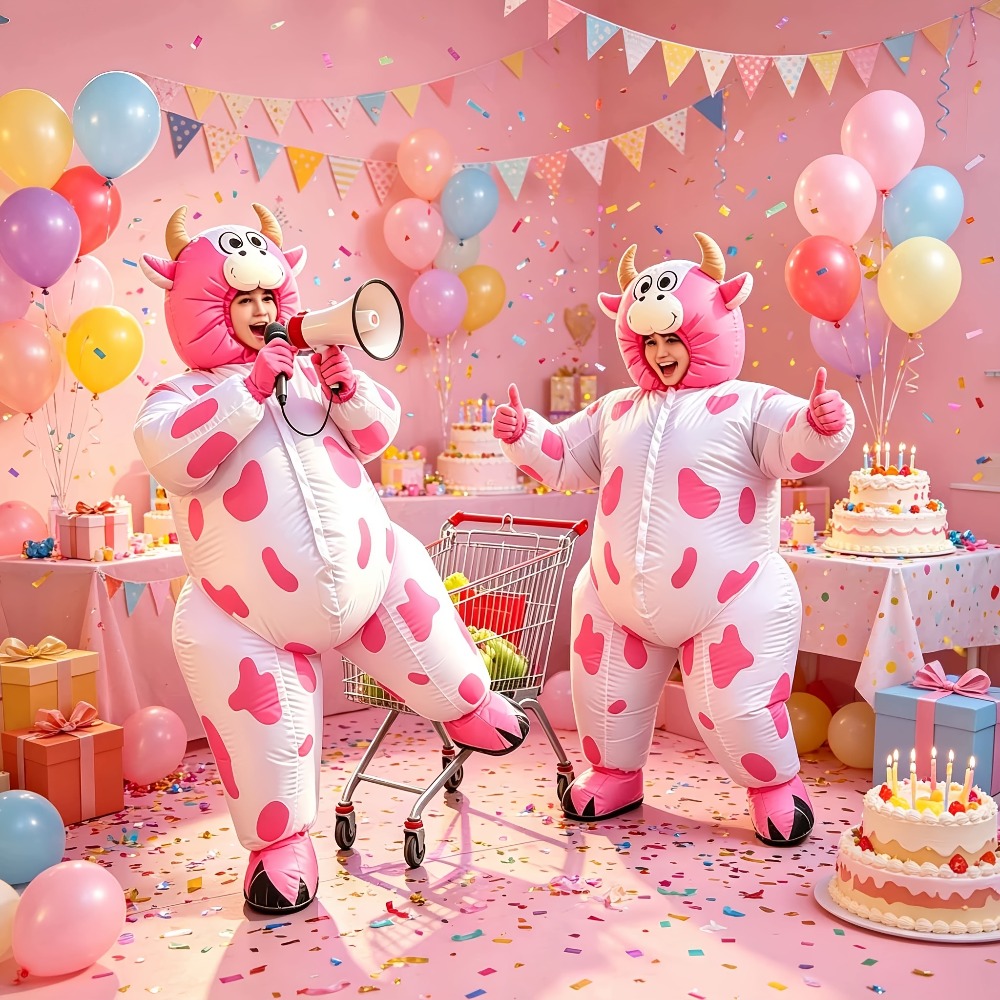 Suits - Déguisement amusant de vache rose gonflable,