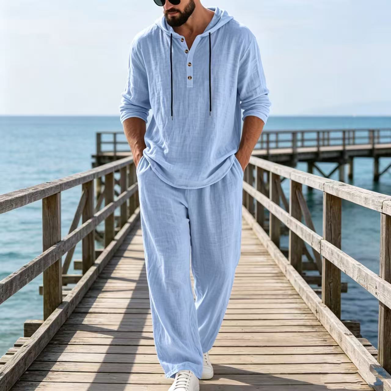 Ensemble décontracté homme en  - Mens Linen Shirt Long Sleeve avis et prix