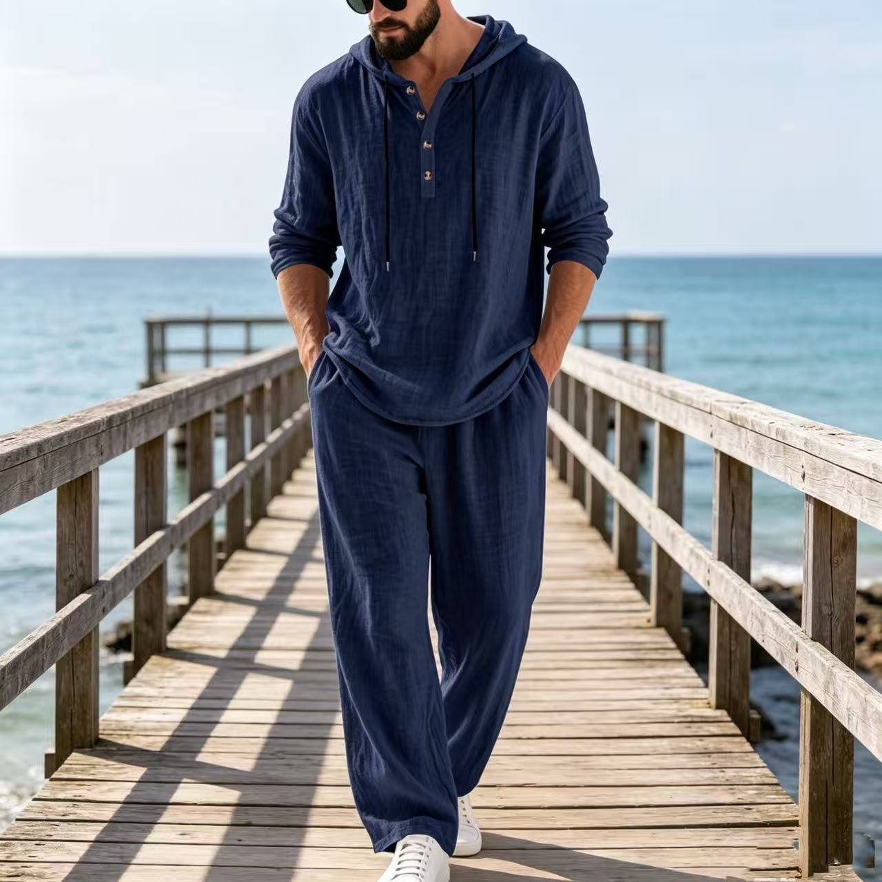 Ensemble décontracté homme en  - Mens Linen Shirt Long Sleeve avis et prix