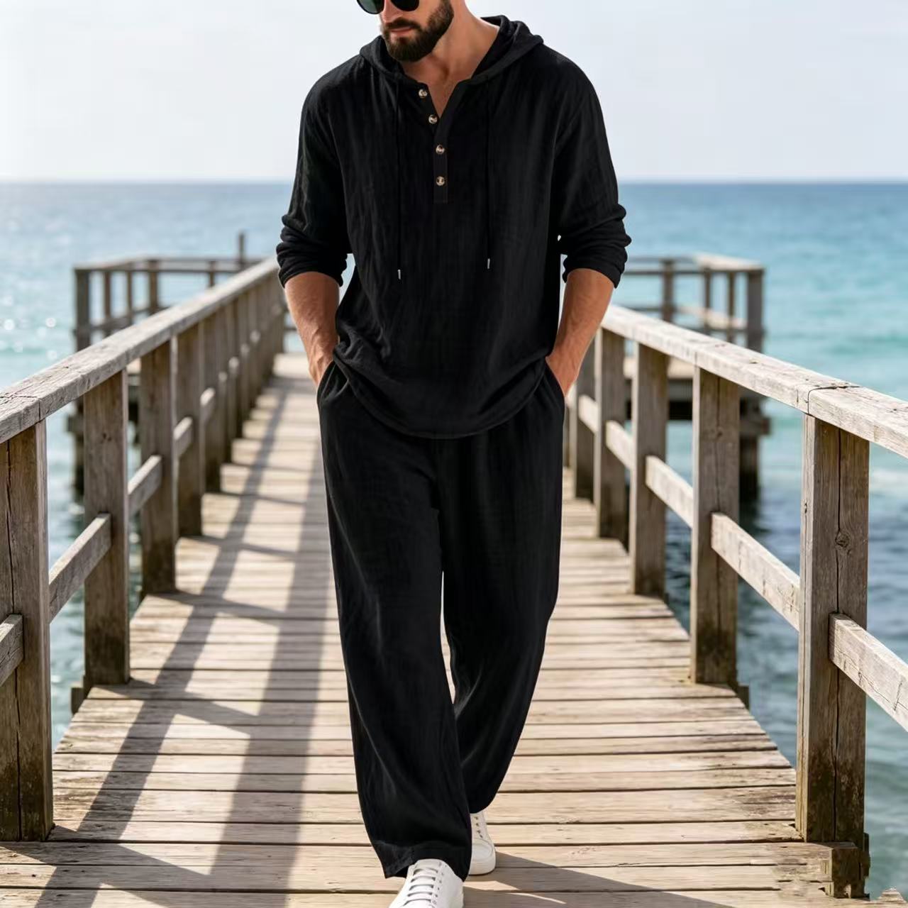 Ensemble décontracté homme en  - Mens Linen Shirt Long Sleeve avis et prix