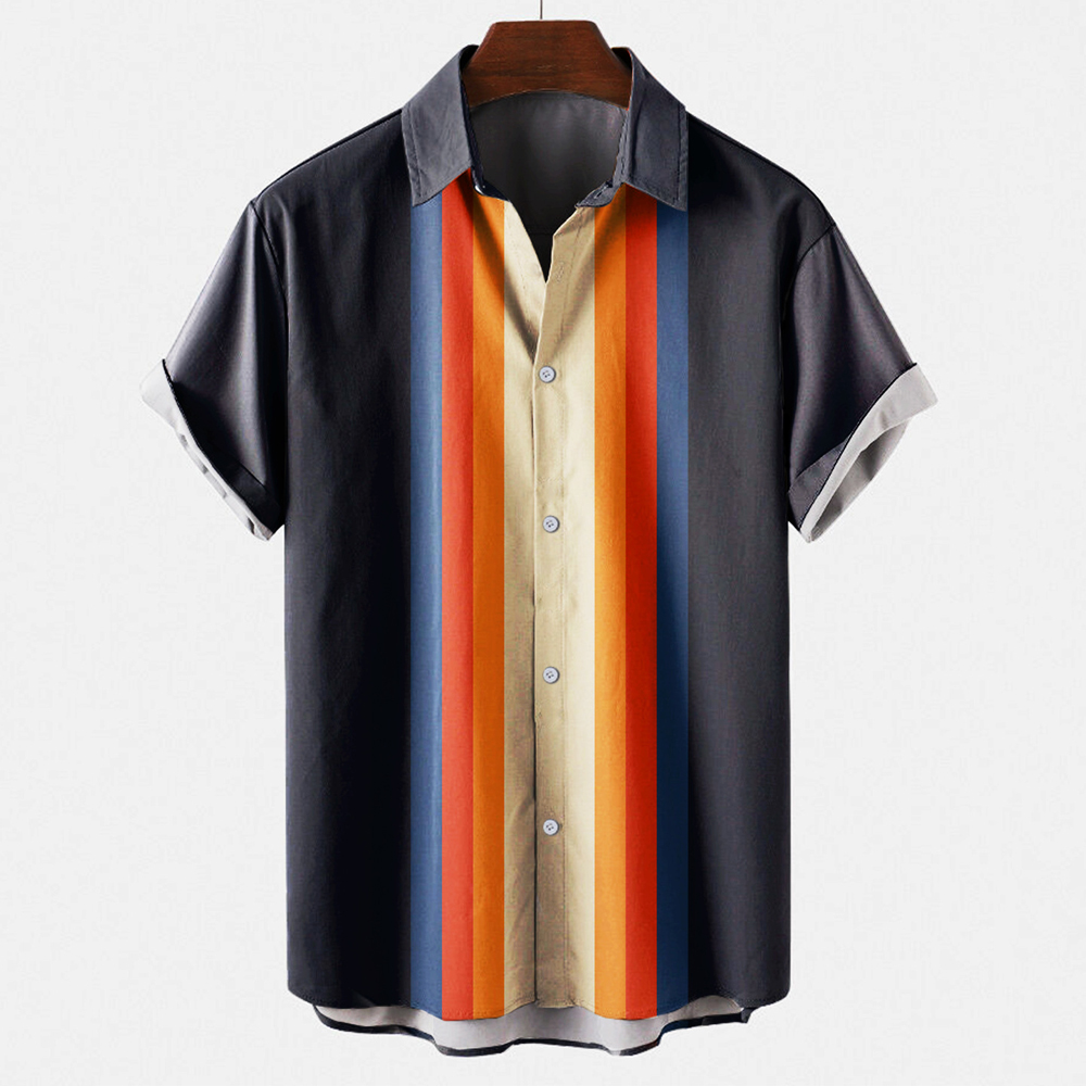 Chemise de bowling à rayures e - Short Sleeve Bowling Shirt Retro avis et prix