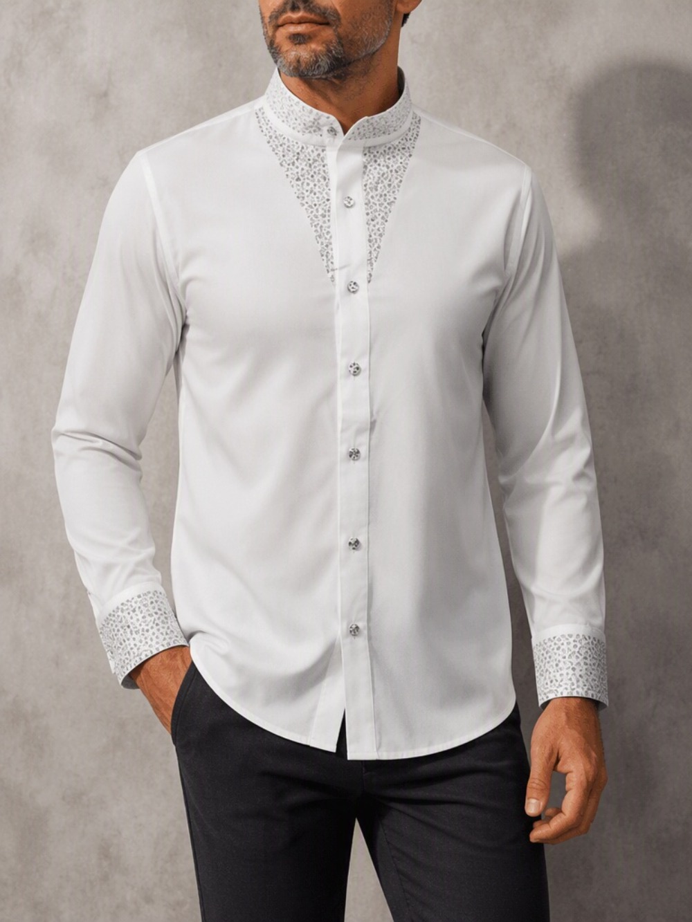 Chemise habillée décontractée  - Mandarin Collar Formal Shirt Slim Fit avis et prix