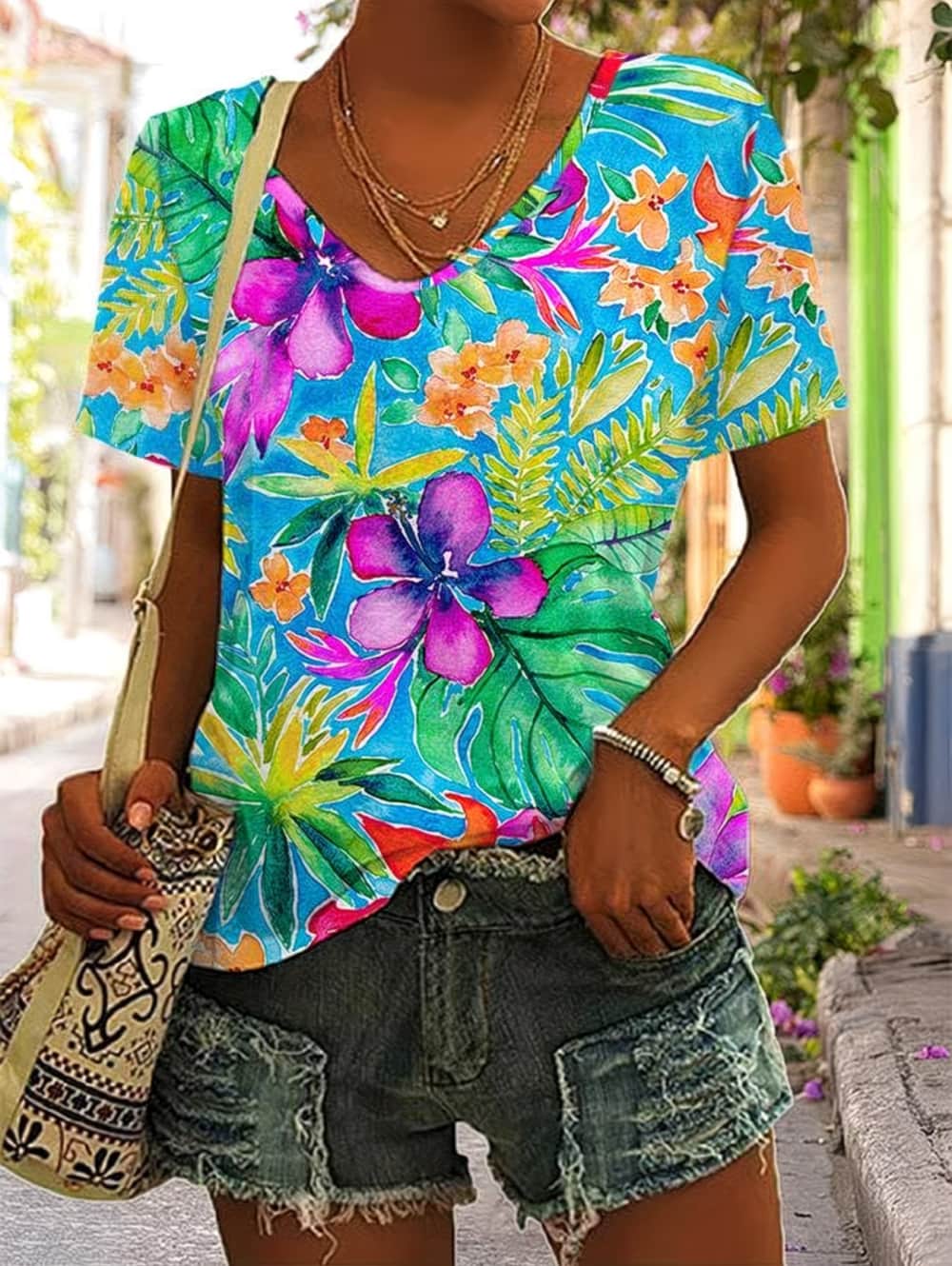 T-shirt d'été pour femmes, mot - Vintage Hawaiian Floral Shirt avis et prix