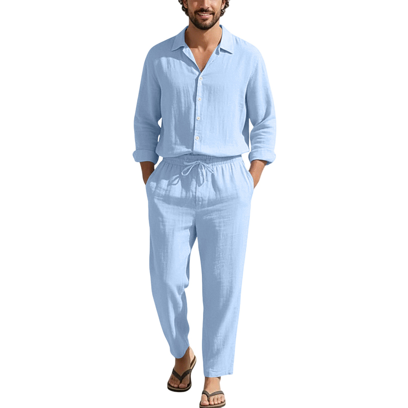 Ensembles décontractés en lin  - Mens Linen Shirt Long Sleeve avis et prix