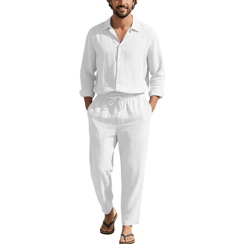 Ensembles décontractés en lin  - Mens Linen Shirt Long Sleeve avis et prix
